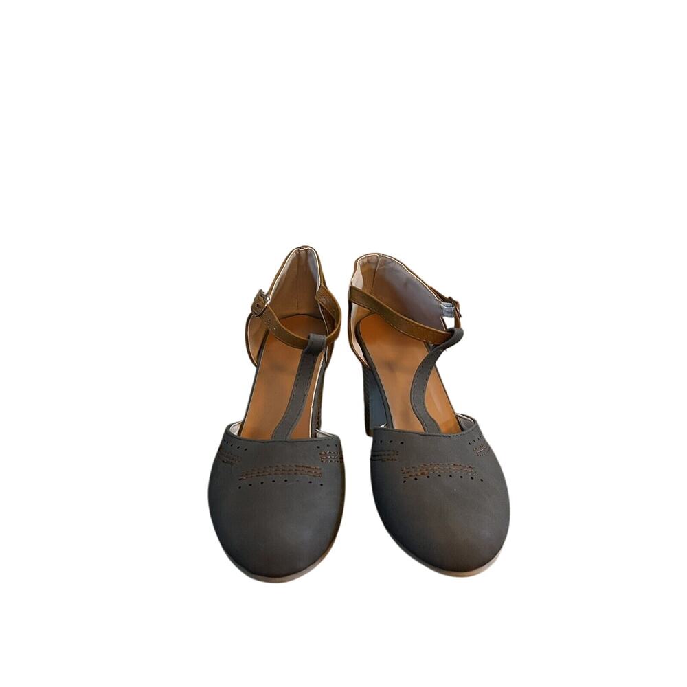 Unbranded Retro T-Strap Gray Block Heels Women's size 36
